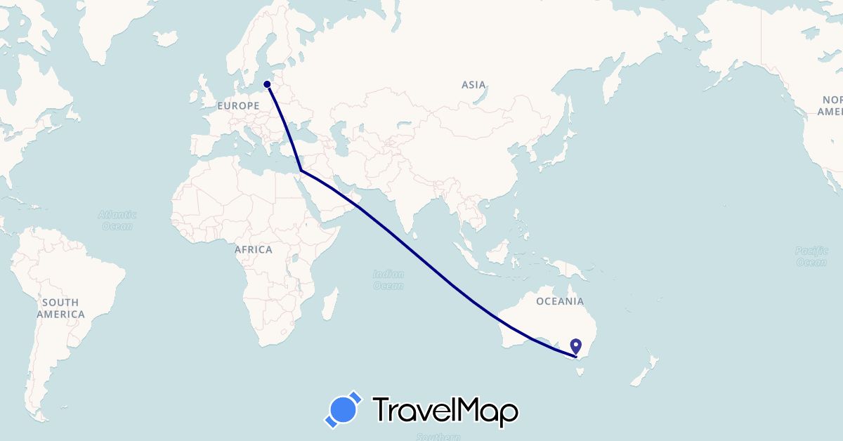 TravelMap itinerary: driving in Australia, Israel, Lithuania (Asia, Europe, Oceania)